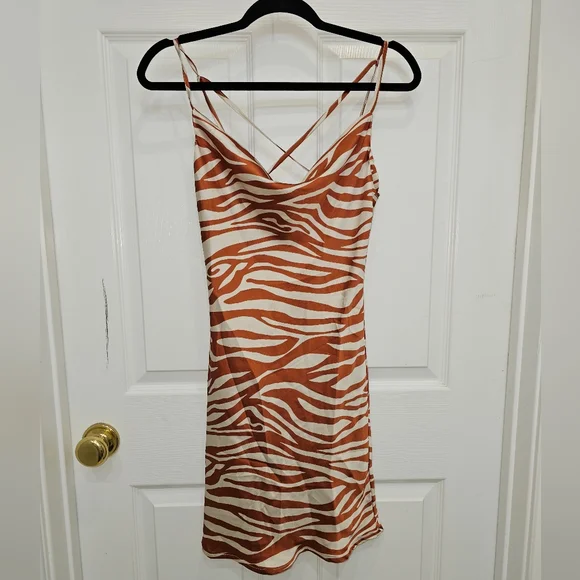 Timing, Women's Size Small, Orange Zebra Print Strappy Dress - Picture 2 of 10